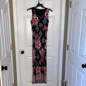 Floral Black and Pink Maxi Dress